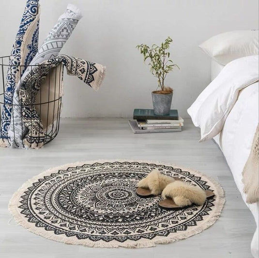 Nordic Cotton And Linen Round Carpet Retro Decoration - Grand Goldman