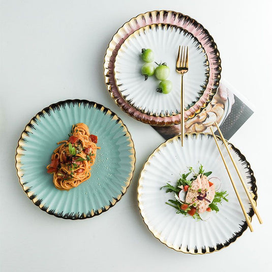 Nordic Creative Ceramic Chrysanthemum Plate Light Luxury Dinner Plate Household Tableware Set Plate - Grand Goldman