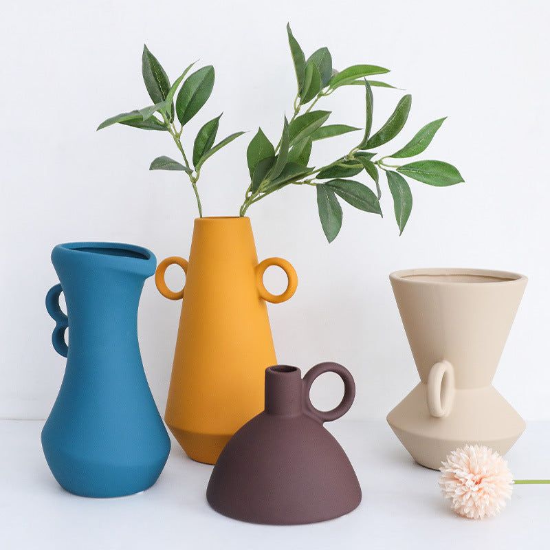 Nordic Creative Simple Ceramic Vase Decoration Living Room Dry Flower Arrangement Table Decoration Flower Color Flower - Grand Goldman