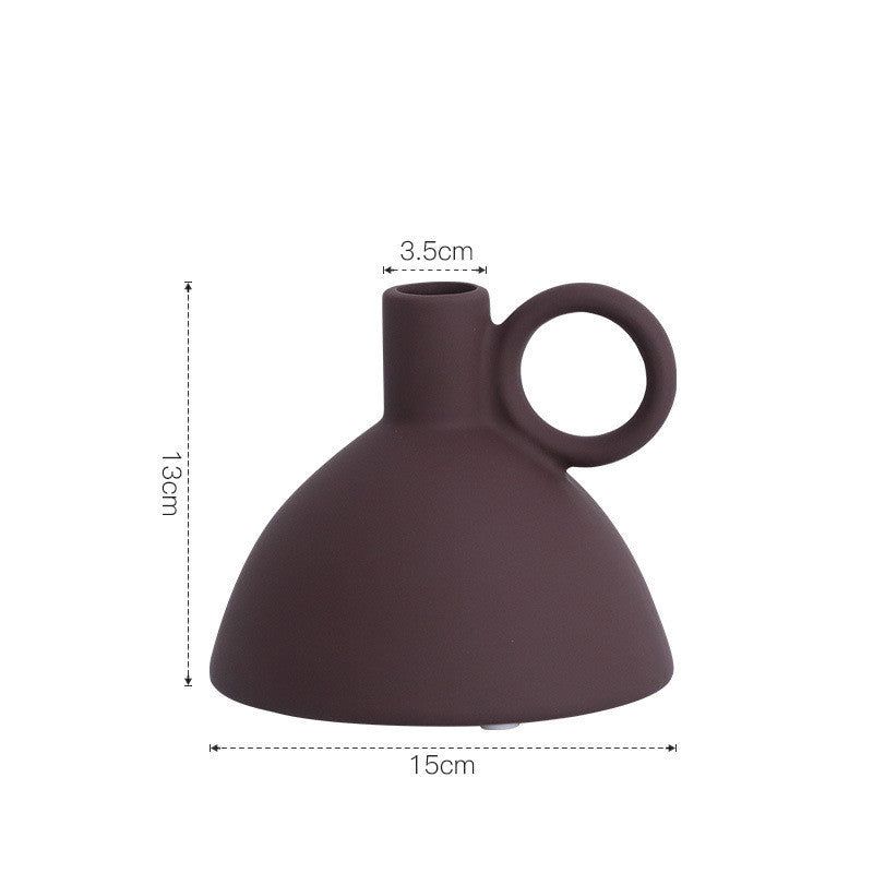 Nordic Creative Simple Ceramic Vase Decoration Living Room Dry Flower Arrangement Table Decoration Flower Color Flower - Grand Goldman