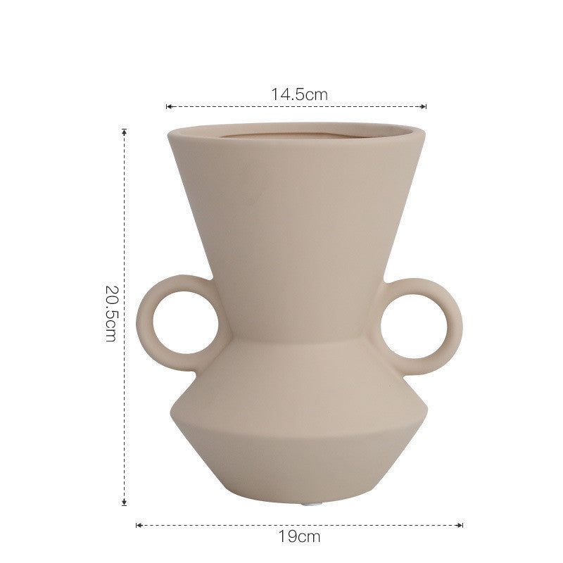 Nordic Creative Simple Ceramic Vase Decoration Living Room Dry Flower Arrangement Table Decoration Flower Color Flower - Grand Goldman