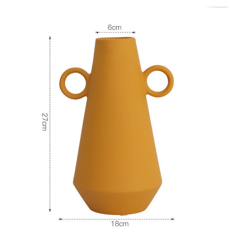 Nordic Creative Simple Ceramic Vase Decoration Living Room Dry Flower Arrangement Table Decoration Flower Color Flower - Grand Goldman