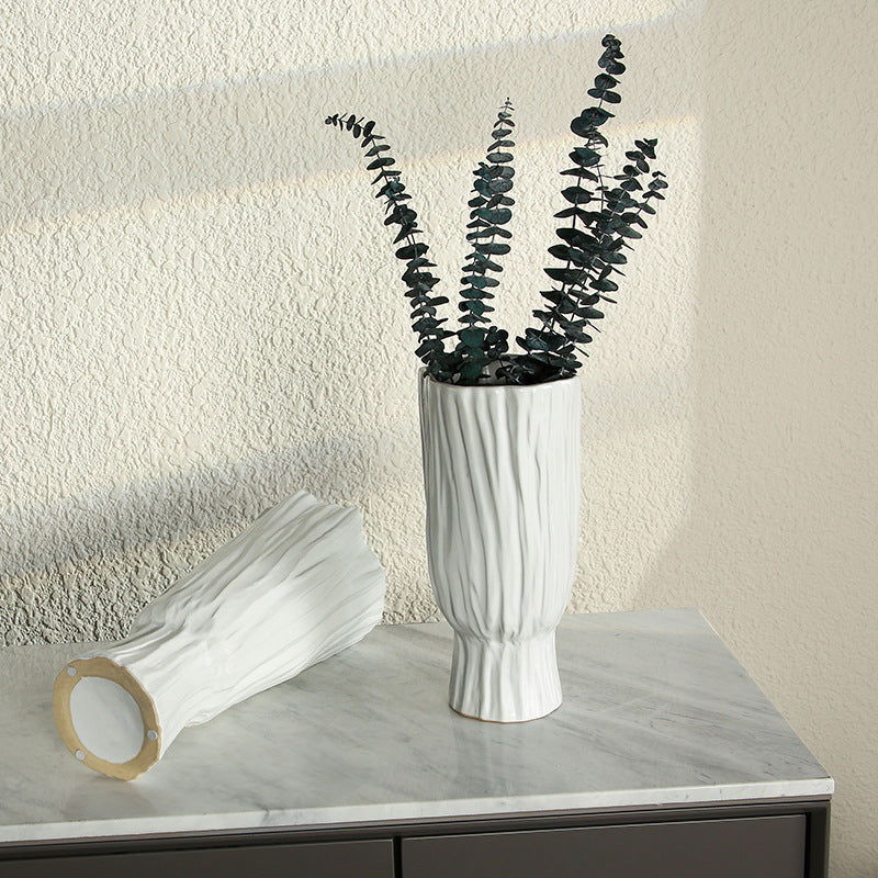 Nordic Home White Ceramic Trunk Vase - Grand Goldman