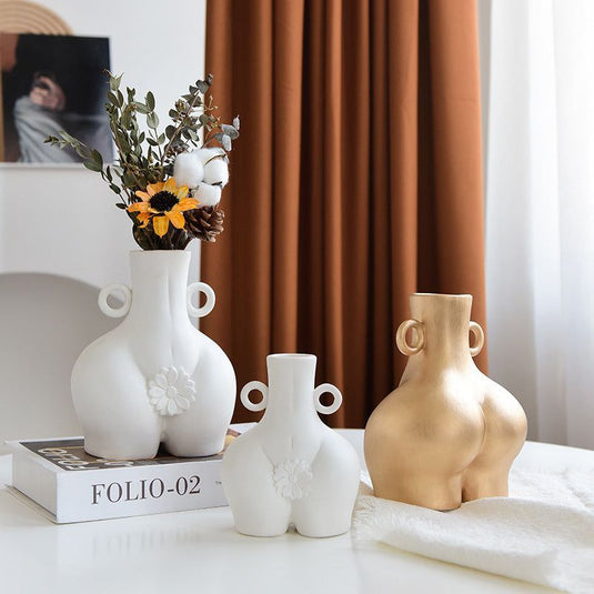 Nordic Human Body Ceramics Vases Home Decoration Accessories Office Dining Table Flower Arrangement Container Dried Flower Vases - Grand Goldman