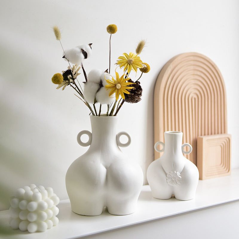 Nordic Human Body Ceramics Vases Home Decoration Accessories Office Dining Table Flower Arrangement Container Dried Flower Vases - Grand Goldman