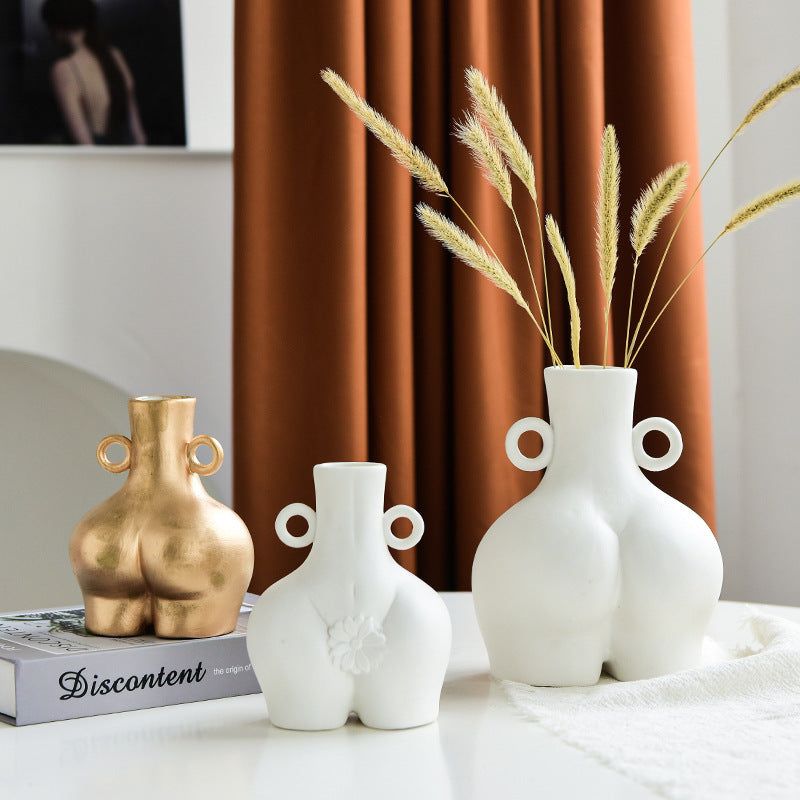Nordic Human Body Ceramics Vases Home Decoration Accessories Office Dining Table Flower Arrangement Container Dried Flower Vases - Grand Goldman
