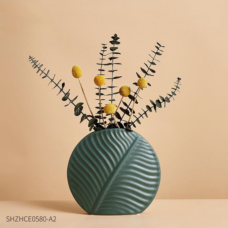 Nordic Light Luxury Ceramic Vase Decoration Creative Simple Living Room Flower Tv Cabinet Table Dry Flower Simulation Flower Decoration - Grand Goldman