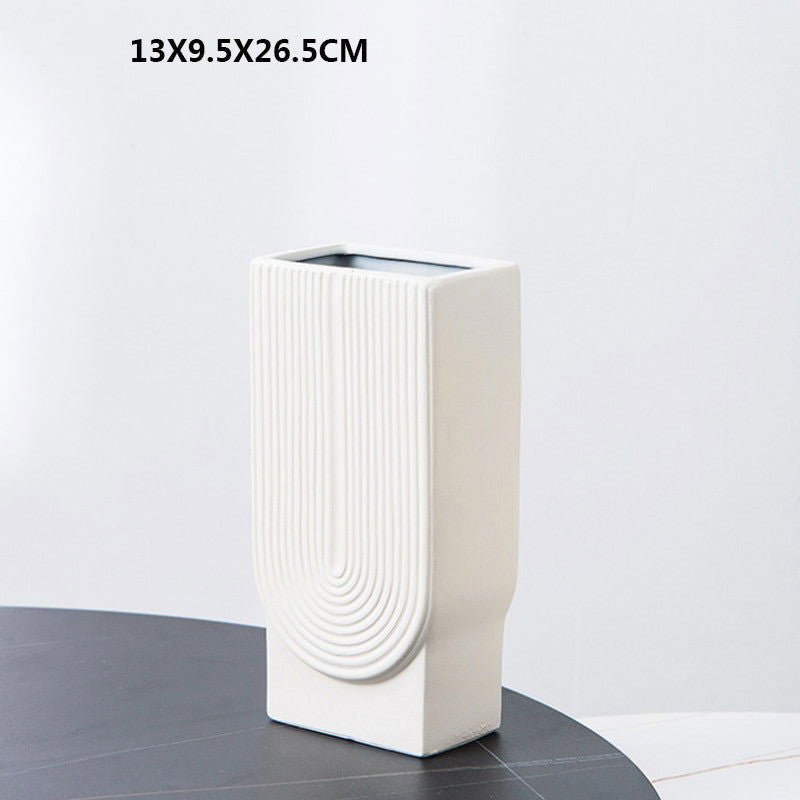 Nordic Minimalist Ceramic Vase With Water - Grand Goldman