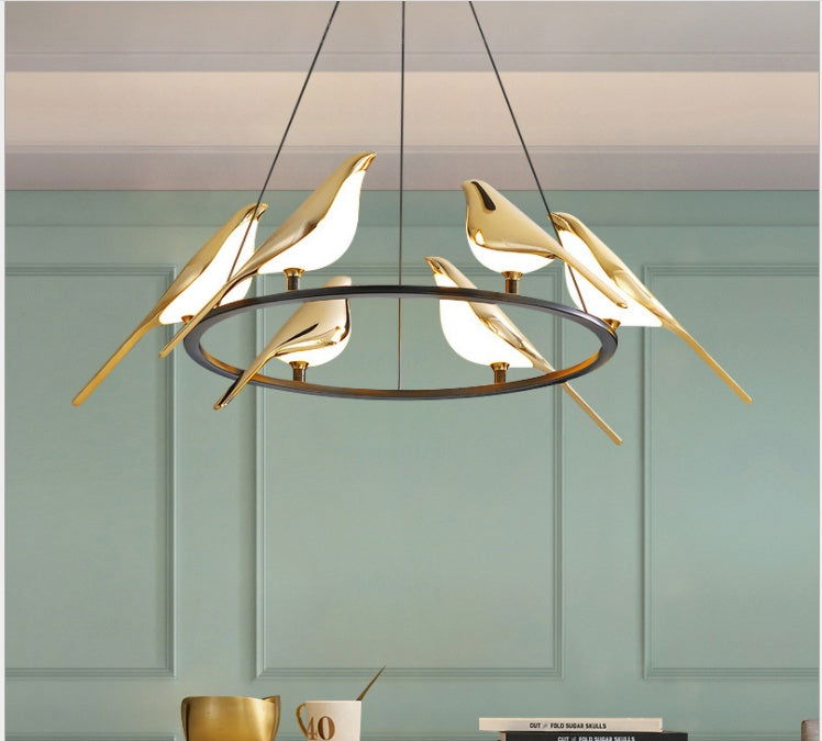 Nordic Minimalist Dining Table Bird Art Living Room Chandelier - Grand Goldman