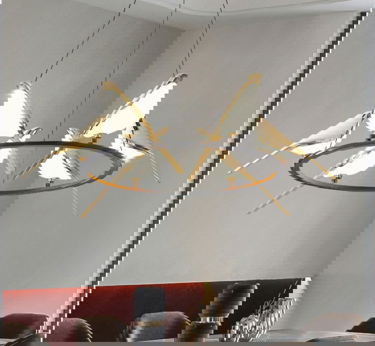 Nordic Minimalist Dining Table Bird Art Living Room Chandelier - Grand Goldman