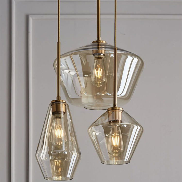 Nordic Modern Minimalist Cafe Bar Light Luxury Glass Single Head Small Chandelier - Grand Goldman