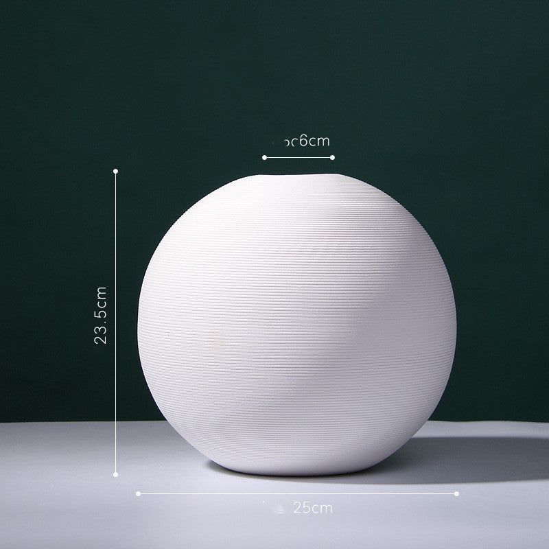 Nordic Modern Minimalist White Ceramic Vase Dried Flower Flower Arrangement, Home Living Room Soft Decoration Ornaments - Grand Goldman