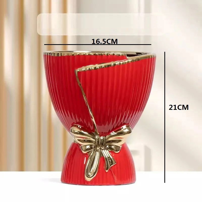 Nordic New Style Ceramic Vase Plants Bonsai Pots Home Decoration Urns With Band Creative Personality Tulip Large Pots - Buy Colored Vases with Unique Design - Grand Goldman