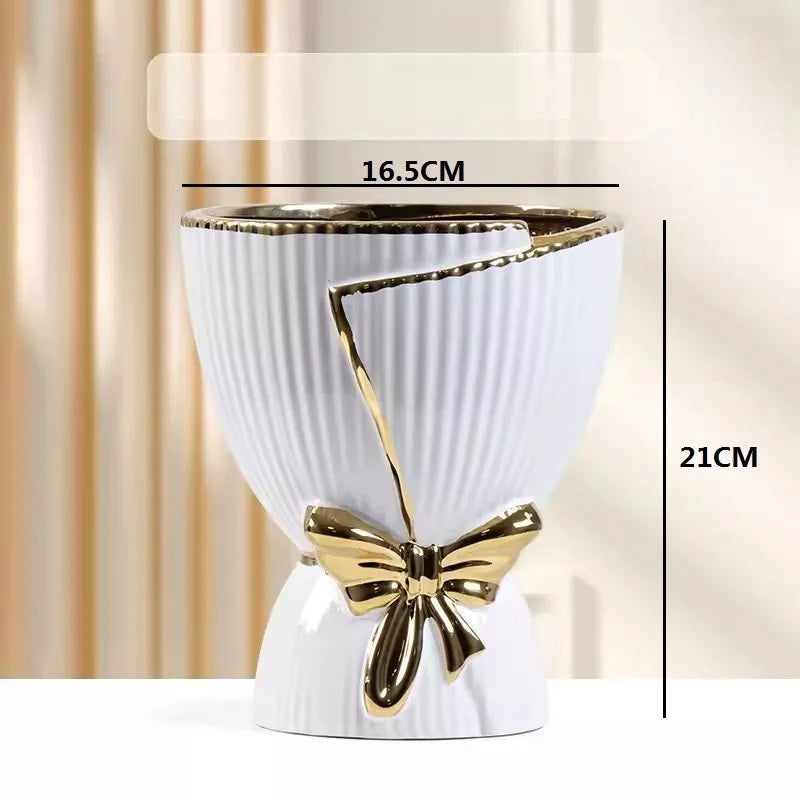 Nordic New Style Ceramic Vase Plants Bonsai Pots Home Decoration Urns With Band Creative Personality Tulip Large Pots - Buy Colored Vases with Unique Design - Grand Goldman