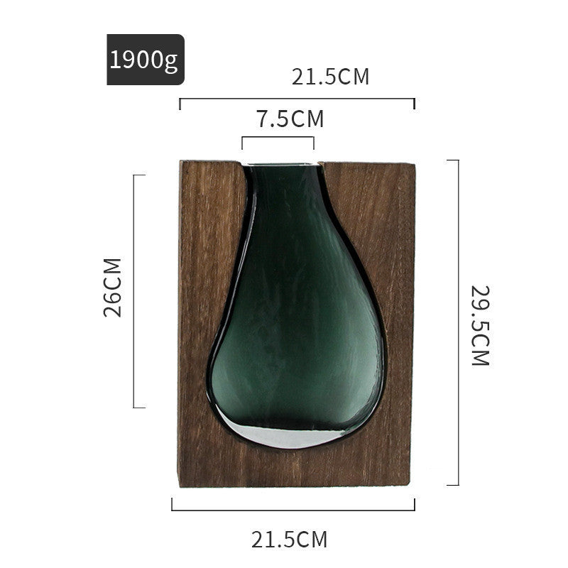 Nordic Original Solid Wood Transparent Glass Vase Ornament - Grand Goldman
