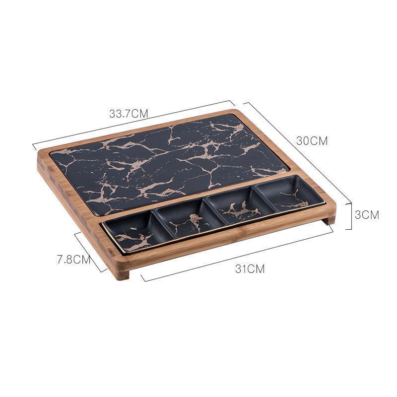 Nordic Restaurant Pizza Snacks Square Ceramic Plate - Grand Goldman