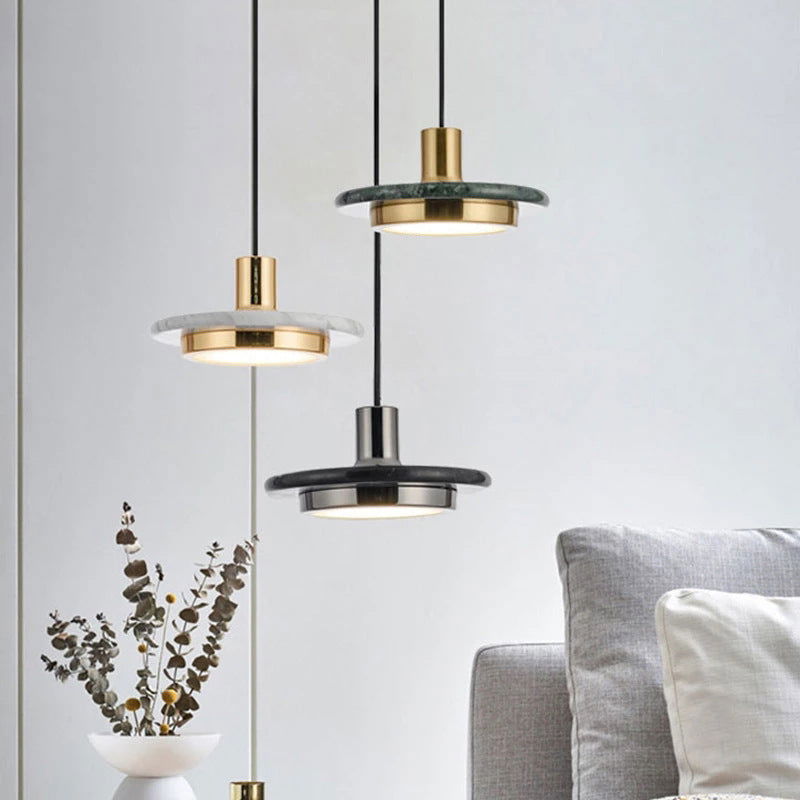 Nordic Round Marble Minimalist Chandelier - Grand Goldman