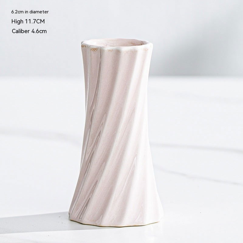 Nordic Simple Ceramic Lines Small Vase - Grand Goldman