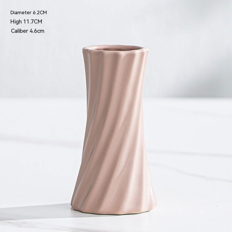 Nordic Simple Ceramic Lines Small Vase - Grand Goldman
