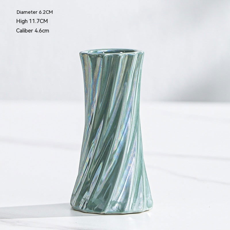 Nordic Simple Ceramic Lines Small Vase - Grand Goldman