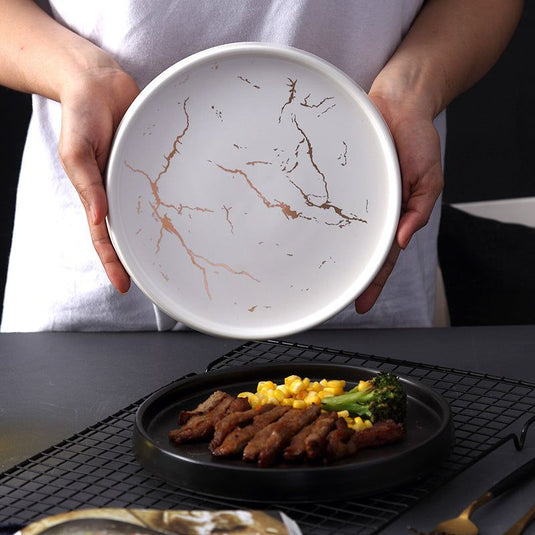 Nordic Style Marble Plate Household Ceramic Dish - Grand Goldman