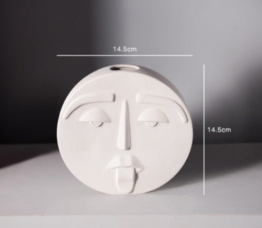Nordic Style Modern Face Mask Ceramic Vase Home Decoration Flower Vases Head Matte Table Flower Vase for Wedding Decoration Prop - Grand Goldman