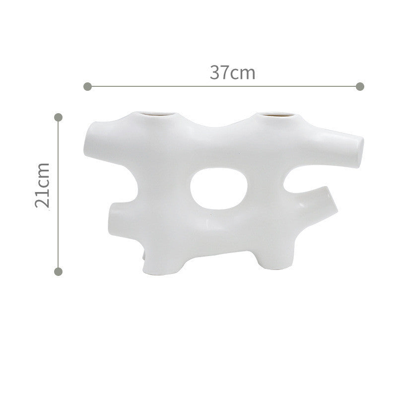 Nordic White Ceramic Irregular Flower Vase - Grand Goldman