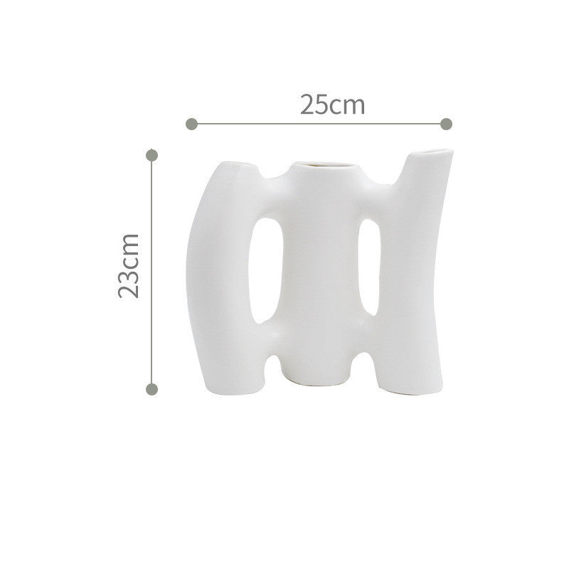 Nordic White Ceramic Irregular Flower Vase - Grand Goldman