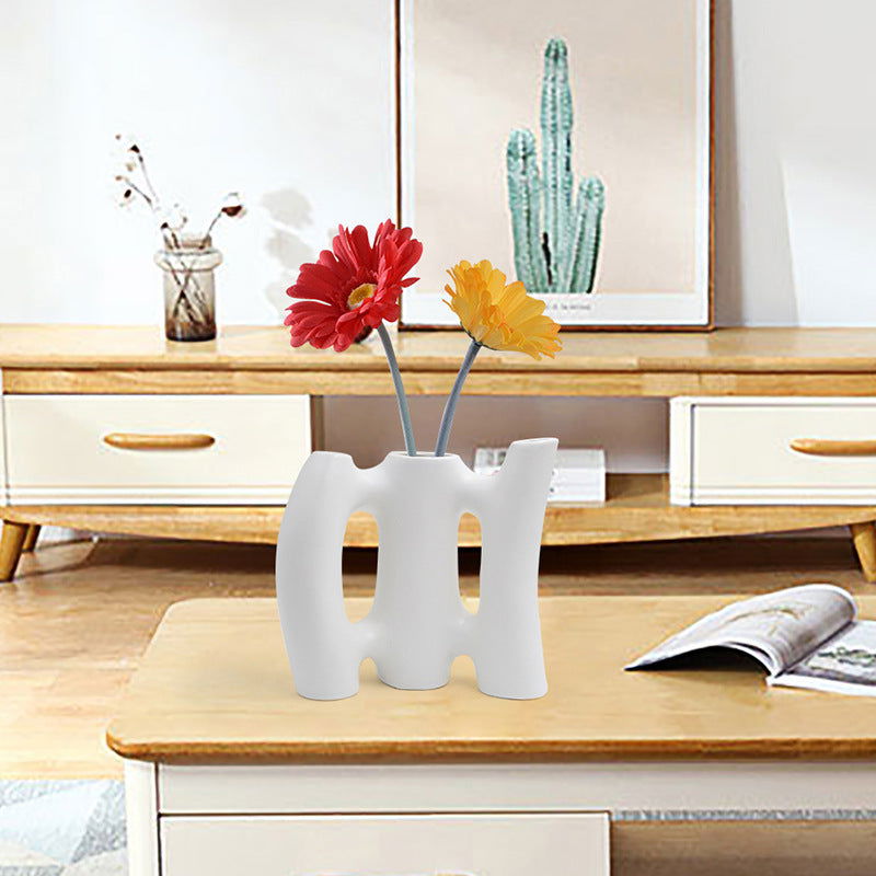 Nordic White Ceramic Irregular Flower Vase - Grand Goldman