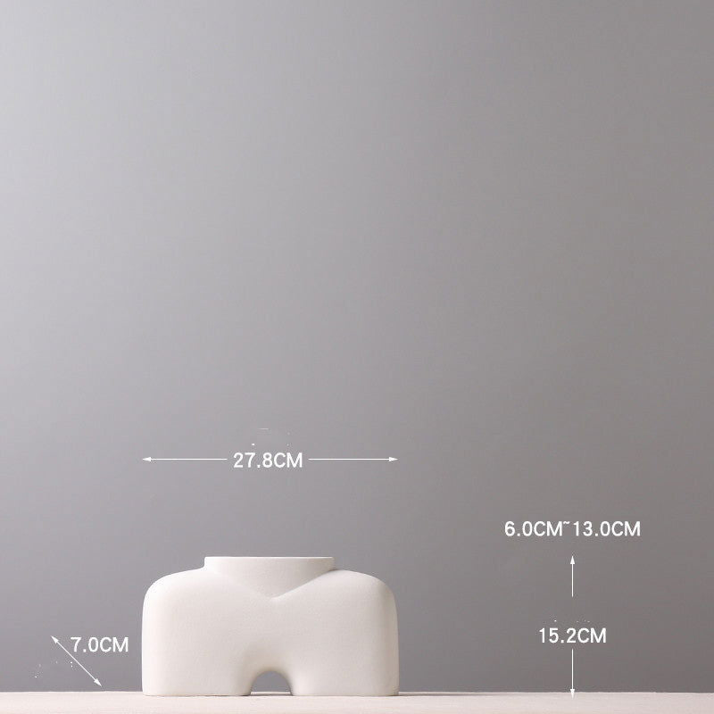 Nordic White Ceramic Vase Frosted Ornaments - Grand Goldman