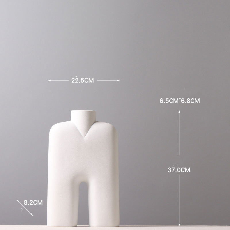 Nordic White Ceramic Vase Frosted Ornaments - Grand Goldman