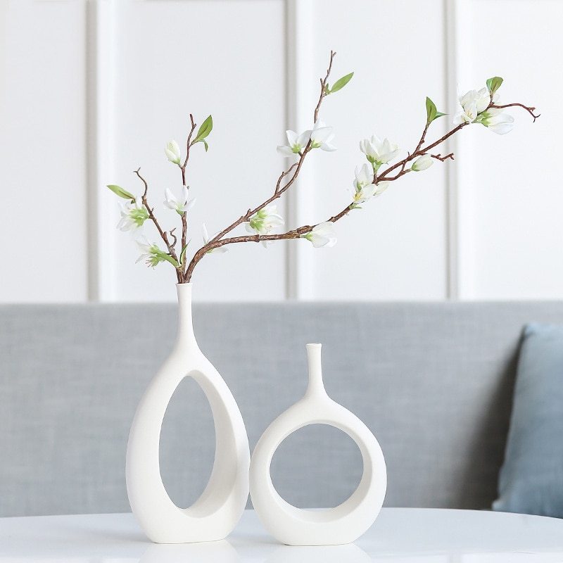 Nordic creative white ceramic vase - Grand Goldman