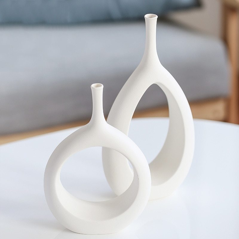 Nordic creative white ceramic vase - Grand Goldman