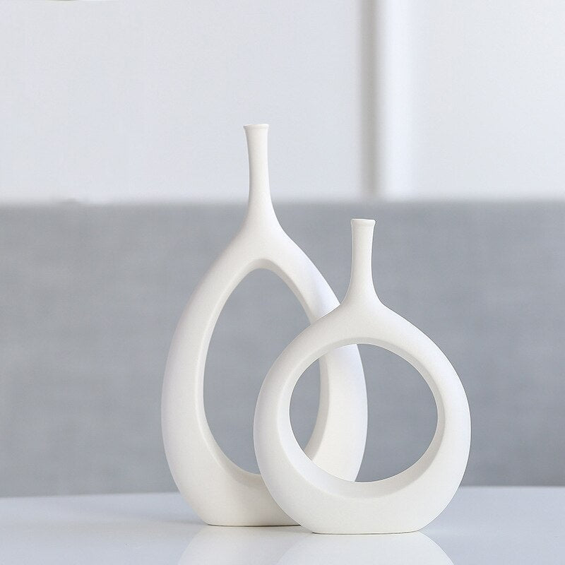 Nordic creative white ceramic vase - Grand Goldman