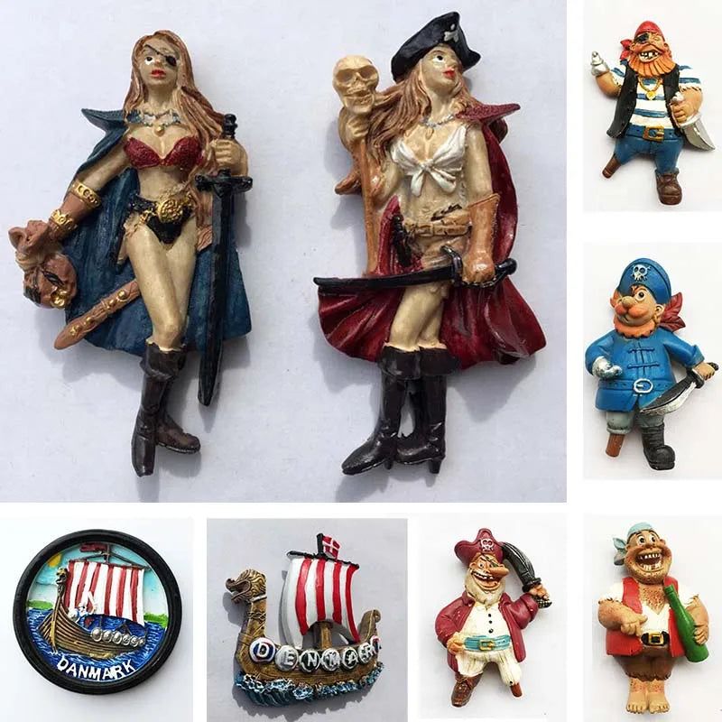 Northern Denmark Fridge Magnets Tourist Souvenirs The Vikings Danish Pirate Ship Magnetic Refrigerator Stickers Decoration Gifts - Grand Goldman