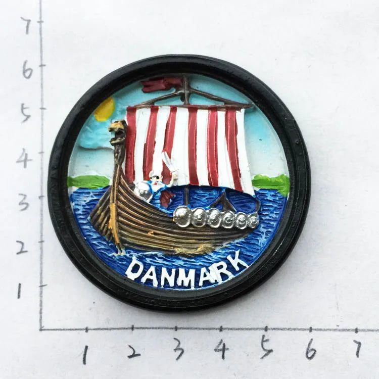 Northern Denmark Fridge Magnets Tourist Souvenirs The Vikings Danish Pirate Ship Magnetic Refrigerator Stickers Decoration Gifts - Grand Goldman