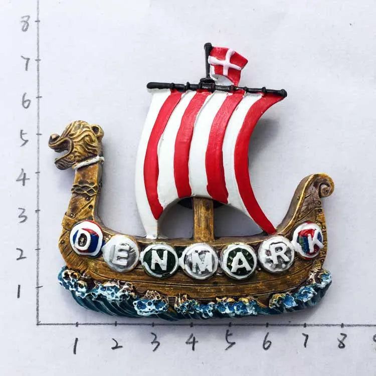 Northern Denmark Fridge Magnets Tourist Souvenirs The Vikings Danish Pirate Ship Magnetic Refrigerator Stickers Decoration Gifts - Grand Goldman