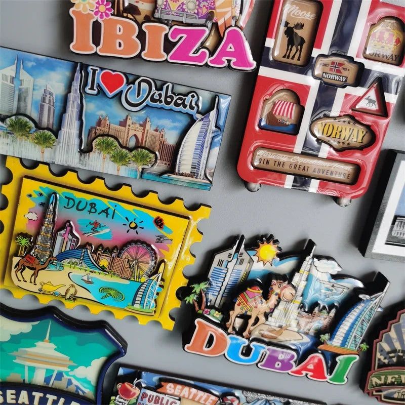 Norway IBIZA Barcelona Spain New York Seattle USA Saudi Dubai Barcelona Wooden Fridge Magnet  Home Decoration Gifts for Friends - Grand Goldman