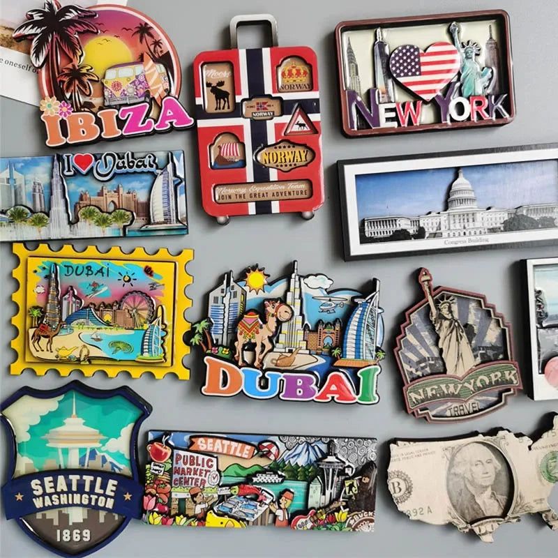 Norway IBIZA Barcelona Spain New York Seattle USA Saudi Dubai Barcelona Wooden Fridge Magnet  Home Decoration Gifts for Friends - Grand Goldman