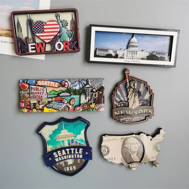 Norway IBIZA Barcelona Spain New York Seattle USA Saudi Dubai Barcelona Wooden Fridge Magnet  Home Decoration Gifts for Friends - Grand Goldman