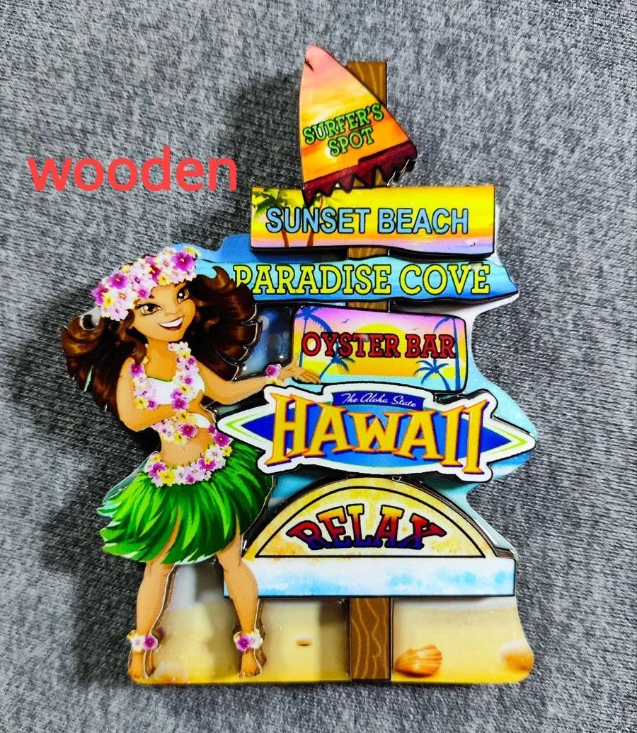 Norway IBIZA Barcelona Spain New York Seattle USA Saudi Dubai Barcelona Wooden Fridge Magnet  Home Decoration Gifts for Friends - Grand Goldman