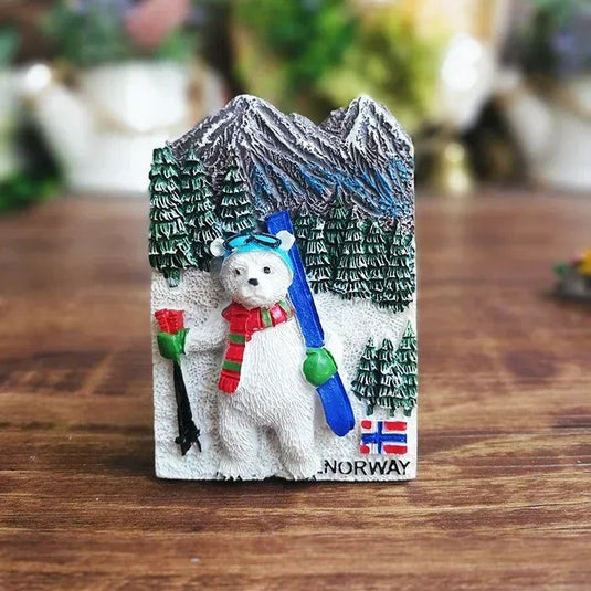 Norway Magnetic Refrigerator Sticker Nordic Cute Cartoon Animal Polar Bear Elk Fridge Magnets Nordkapp Travel Souvenir Decor - Grand Goldman