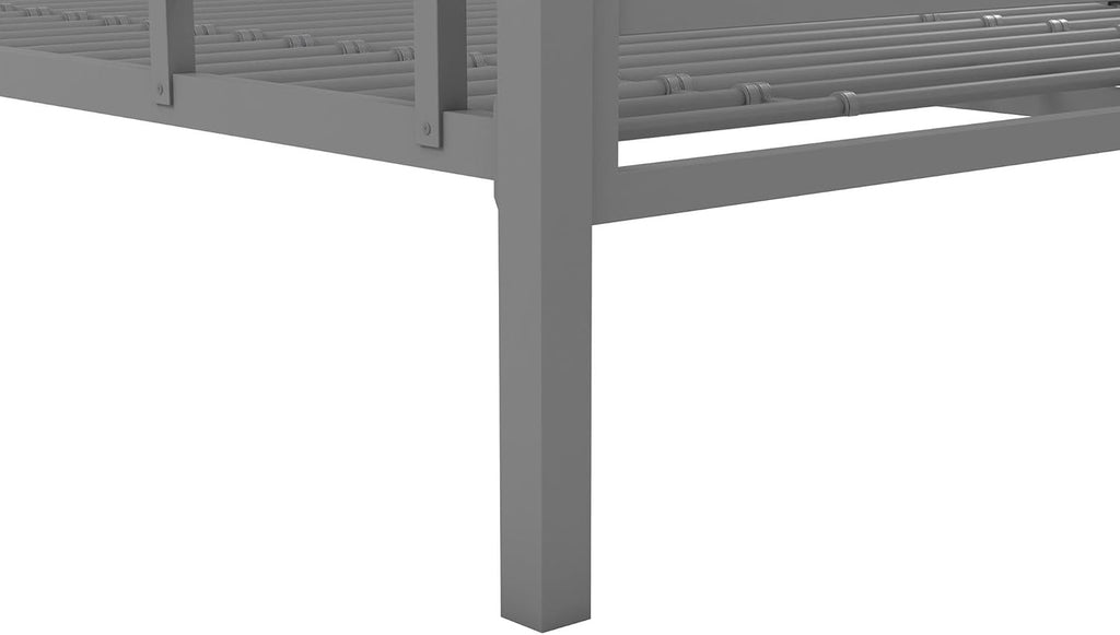 Novogratz Maxwell Metal Bunk Bed Frame for Kids and Teens, with Angled Ladder, High Guardrail and Metal Slats, No Boxspring Required, Underbed Storage Space, Twin-Over-Full, Gray - Grand Goldman