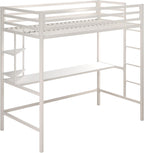 Novogratz Maxwell Metal Bunk Bed Frame for Kids and Teens, with Angled Ladder, High Guardrail and Metal Slats, No Boxspring Required, Underbed Storage Space, Twin-Over-Full, Gray - Grand Goldman
