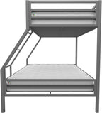 Novogratz Maxwell Metal Bunk Bed Frame for Kids and Teens, with Angled Ladder, High Guardrail and Metal Slats, No Boxspring Required, Underbed Storage Space, Twin-Over-Full, Gray - Grand Goldman