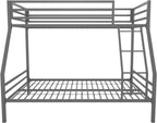Novogratz Maxwell Metal Bunk Bed Frame for Kids and Teens, with Angled Ladder, High Guardrail and Metal Slats, No Boxspring Required, Underbed Storage Space, Twin-Over-Full, Gray - Grand Goldman