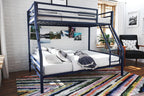 Novogratz Maxwell Metal Bunk Bed Frame for Kids and Teens, with Angled Ladder, High Guardrail and Metal Slats, No Boxspring Required, Underbed Storage Space, Twin-Over-Full, Gray - Grand Goldman