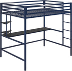 Novogratz Maxwell Metal Bunk Bed Frame for Kids and Teens, with Angled Ladder, High Guardrail and Metal Slats, No Boxspring Required, Underbed Storage Space, Twin-Over-Full, Gray - Grand Goldman