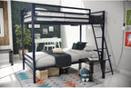 Novogratz Maxwell Metal Bunk Bed Frame for Kids and Teens, with Angled Ladder, High Guardrail and Metal Slats, No Boxspring Required, Underbed Storage Space, Twin-Over-Full, Gray - Grand Goldman