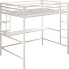 Novogratz Maxwell Metal Bunk Bed Frame for Kids and Teens, with Angled Ladder, High Guardrail and Metal Slats, No Boxspring Required, Underbed Storage Space, Twin-Over-Full, Gray - Grand Goldman